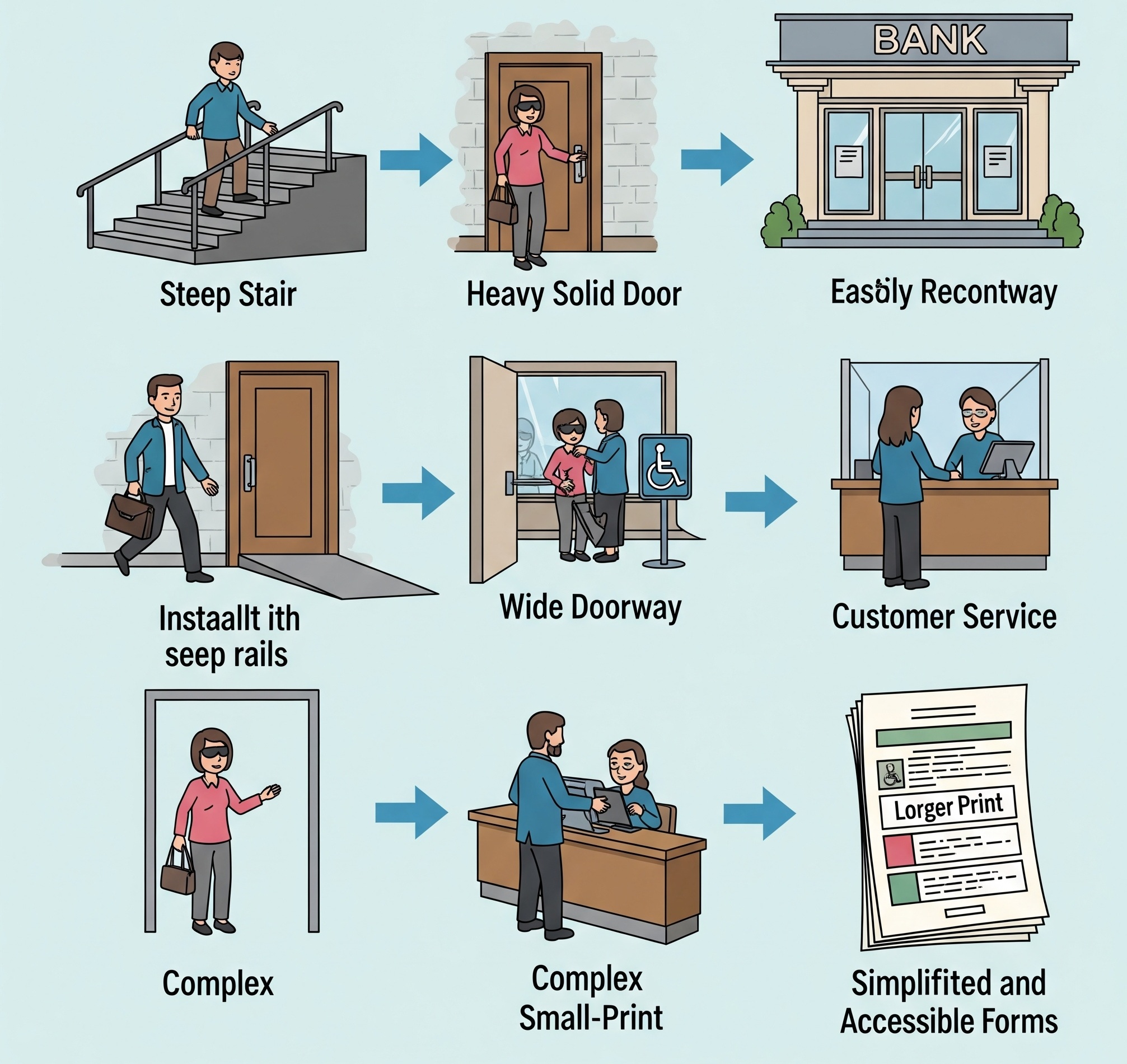 Diagram showing barriers and solutions